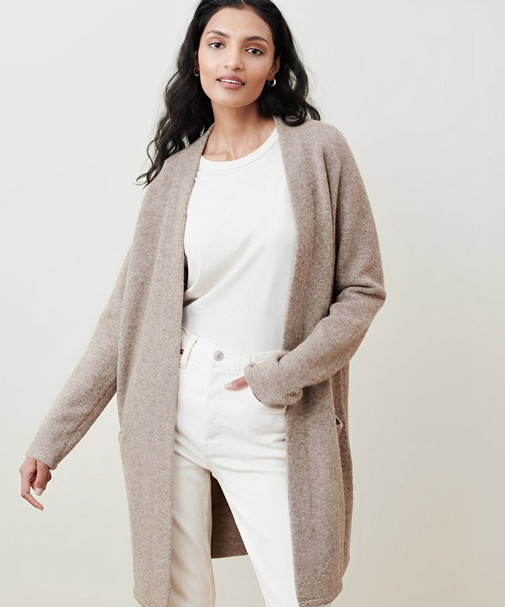 Women's minimalist open-front cardigan