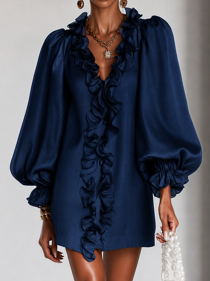 Rosalind | Women's Ruffled Puff-Sleeve Mini Dress