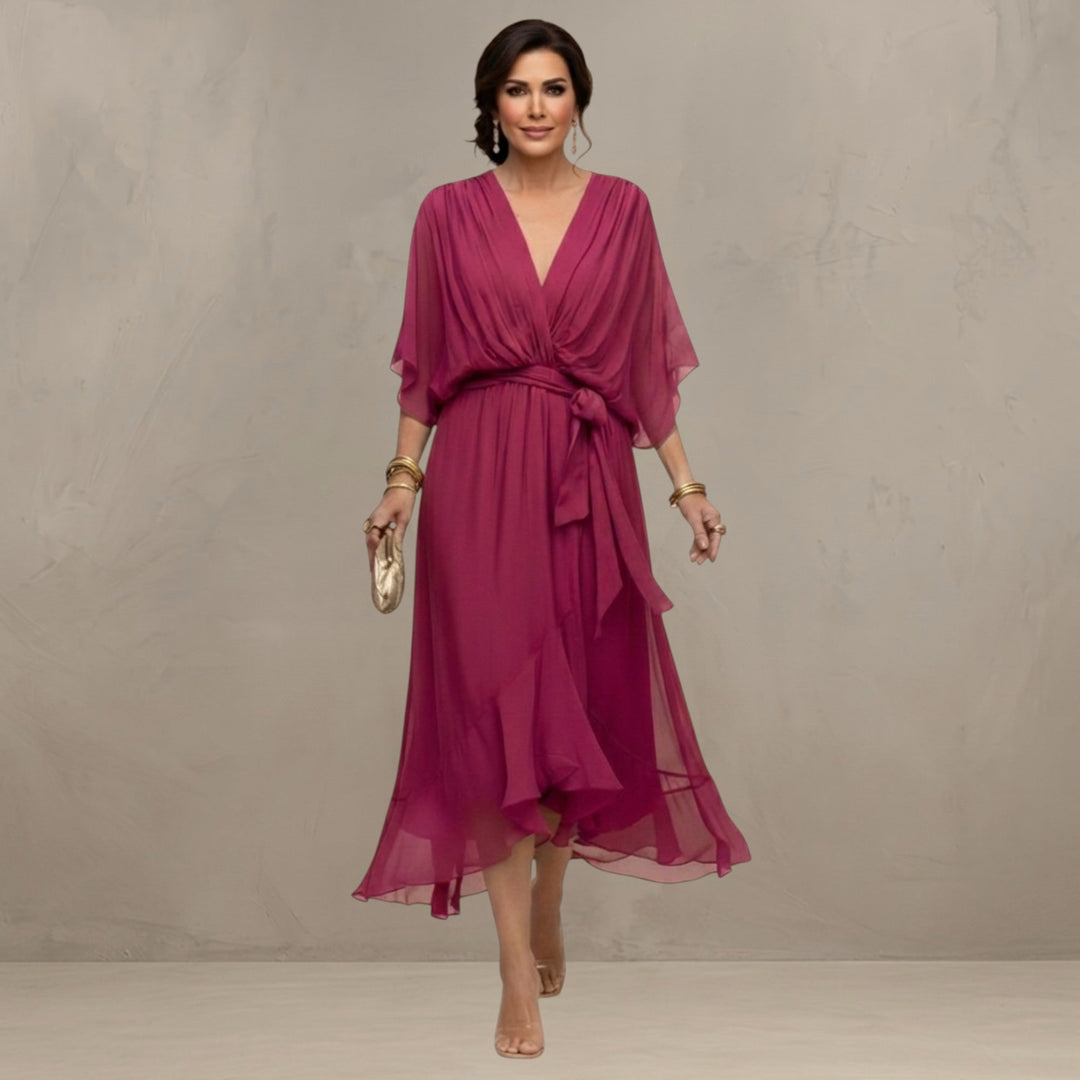Women's Chiffon Wrap Flared Dress
