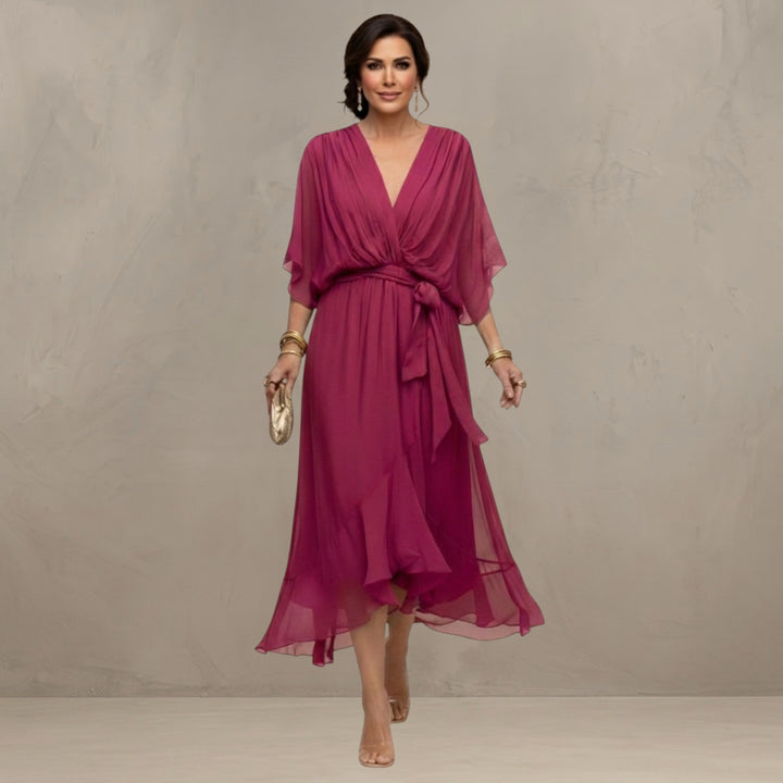 Women's Chiffon Wrap Flared Dress