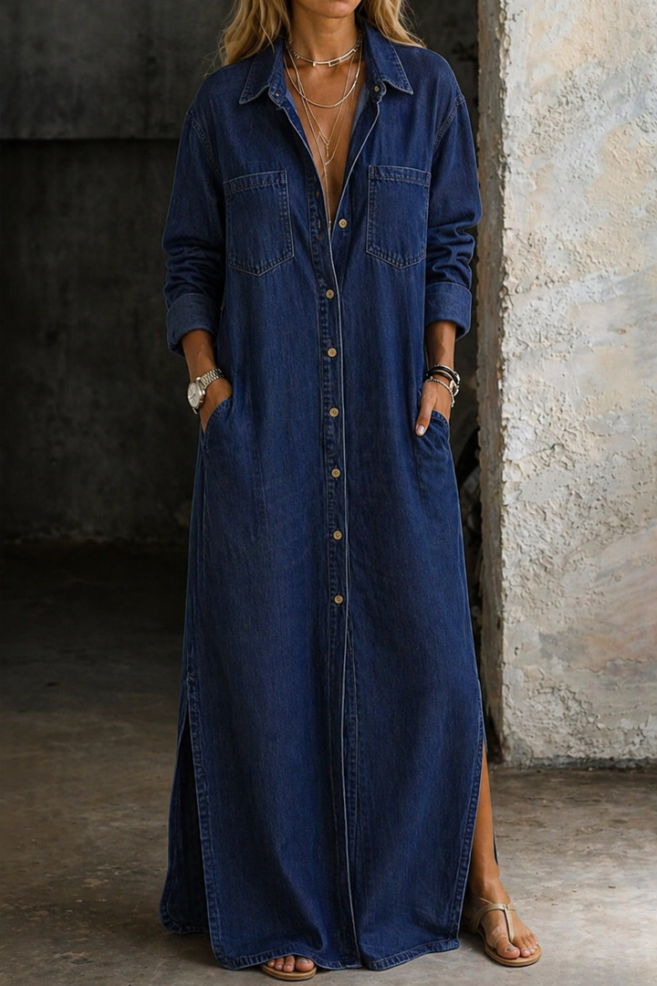 Women's Denim Button Down Dress