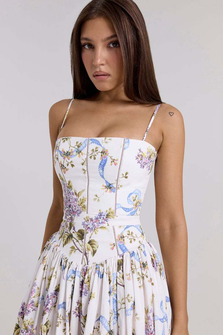 Daisy | Feminine Floral Gathered Waist Midi Sundress