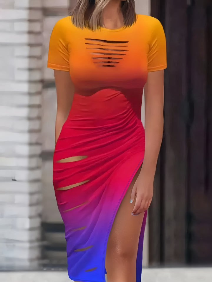 Women's Cut Out Drawstring Bodycon Dress