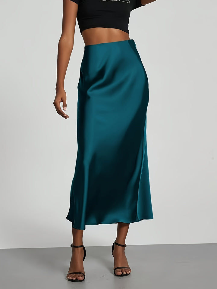 Women's High-Waisted Satin Skirt
