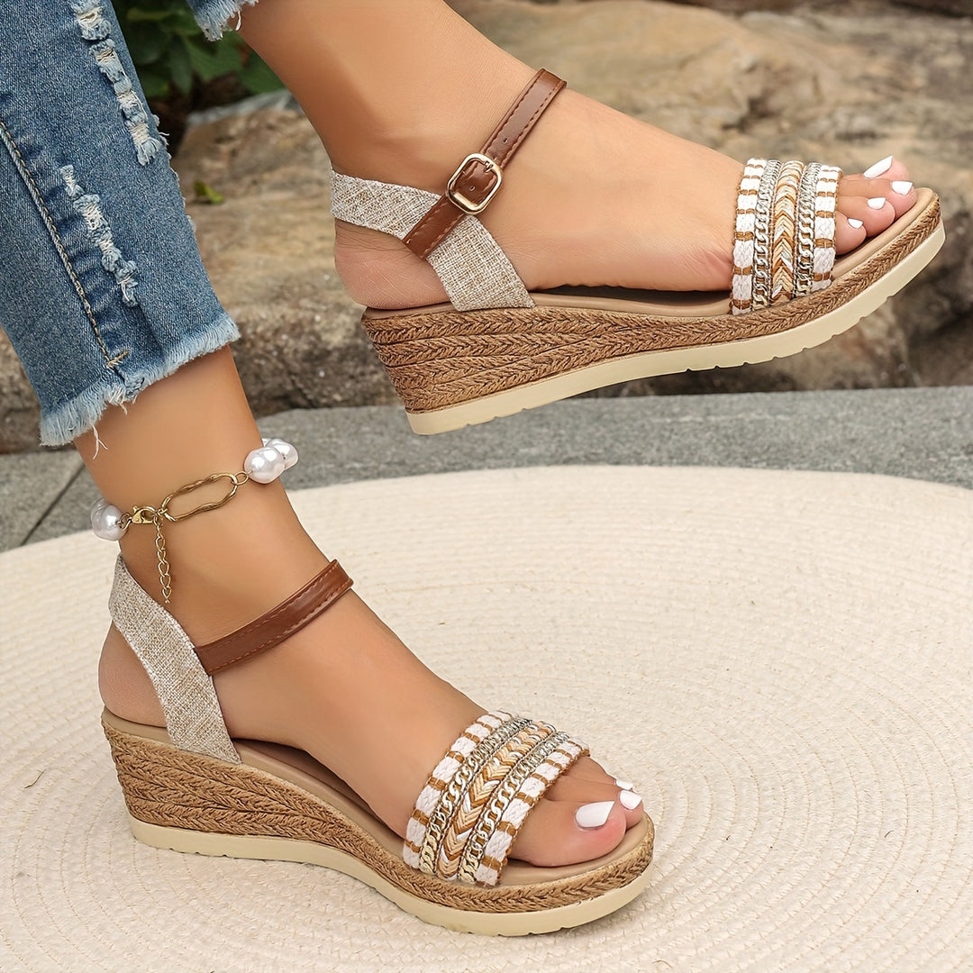 Women's Boho Wedge Ankle Strap Sandals