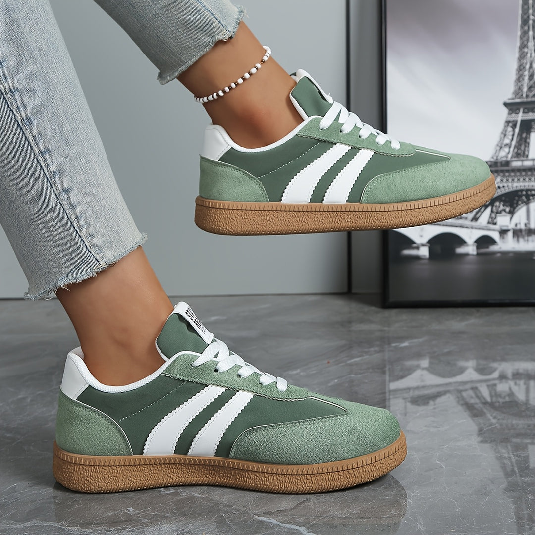 Women's Lace-Up Striped Outdoor Hiking Sneakers