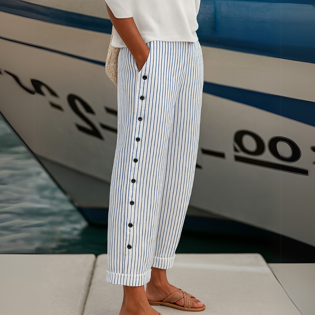 Women's Stylish Striped Button Pants