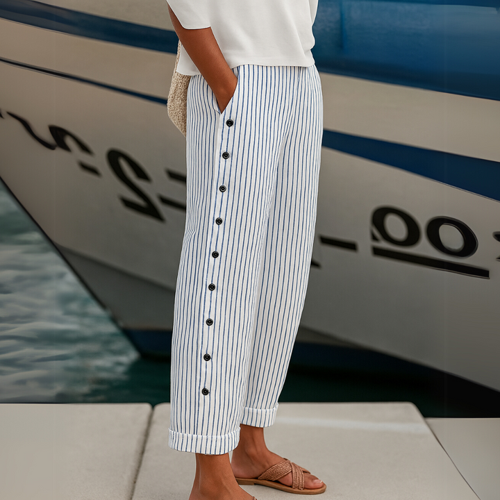 Women's Stylish Striped Button Pants