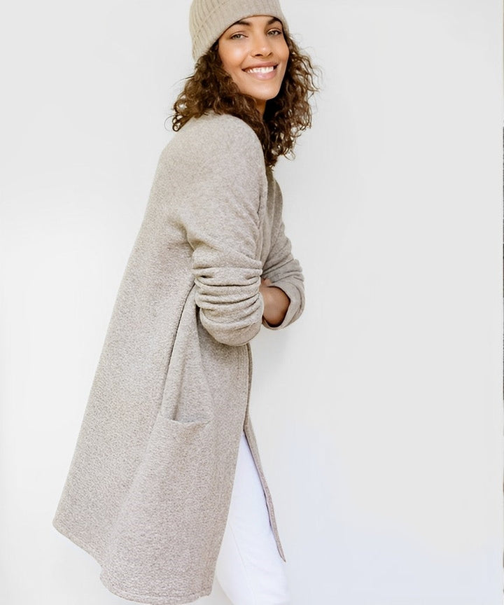 Women's minimalist open-front cardigan