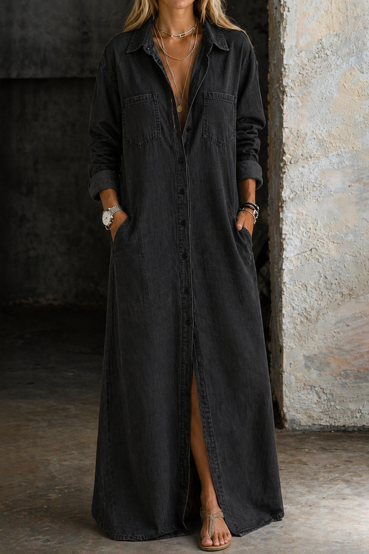 Women's Denim Button Down Dress
