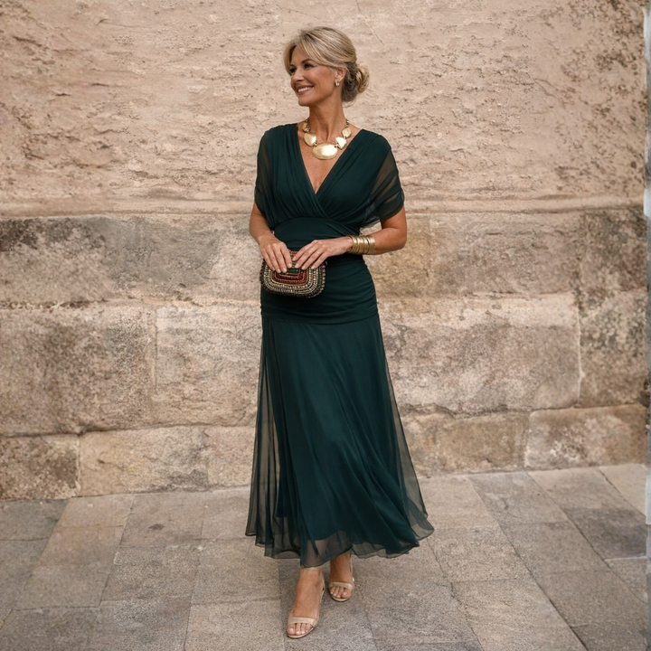 Solveig | Women's Off Shoulder Chiffon Maxi Dress