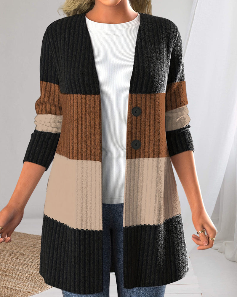 Women's striped buttoned cardigan