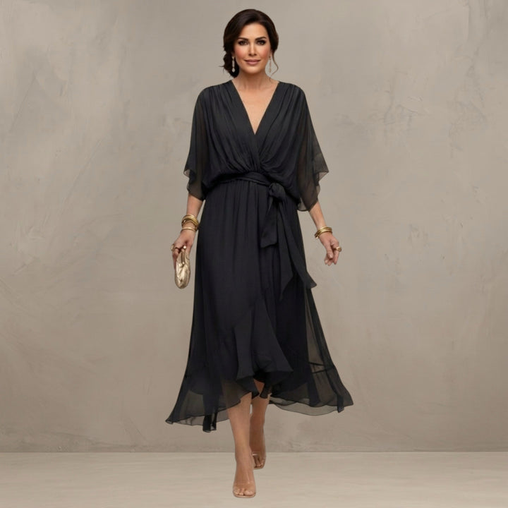 Women's Chiffon Wrap Flared Dress