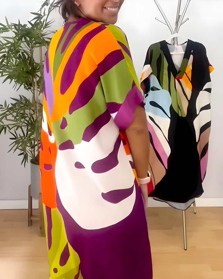 Rose™ | Casual Dress with Colorful Leaf Print