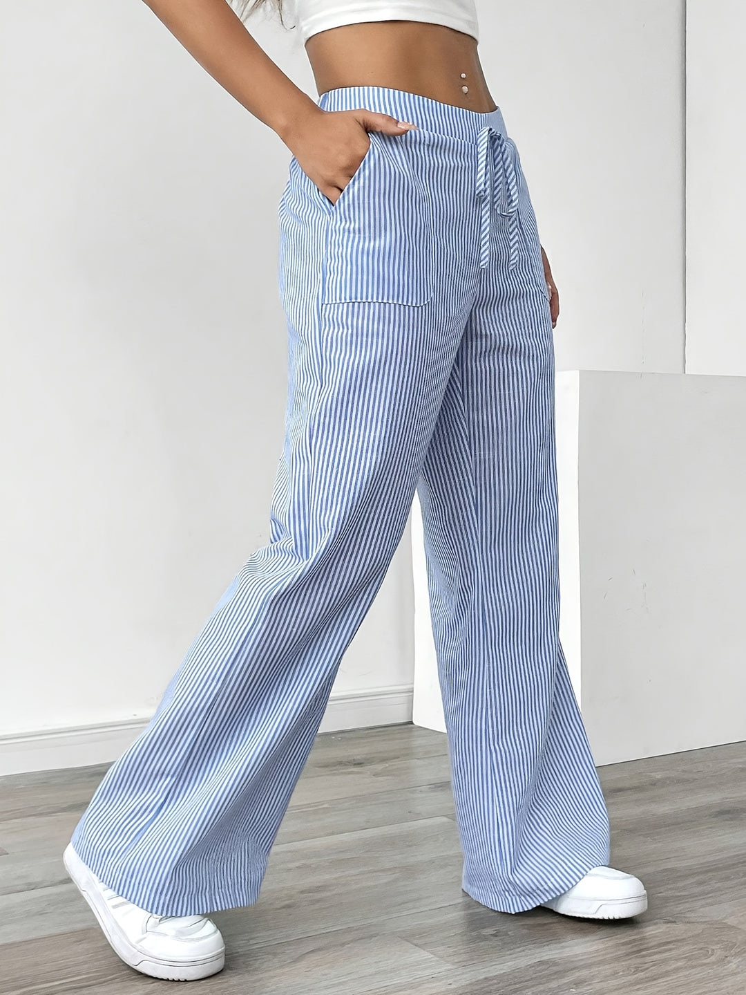 Women's Elegant Casual Striped Wide-Leg Pants