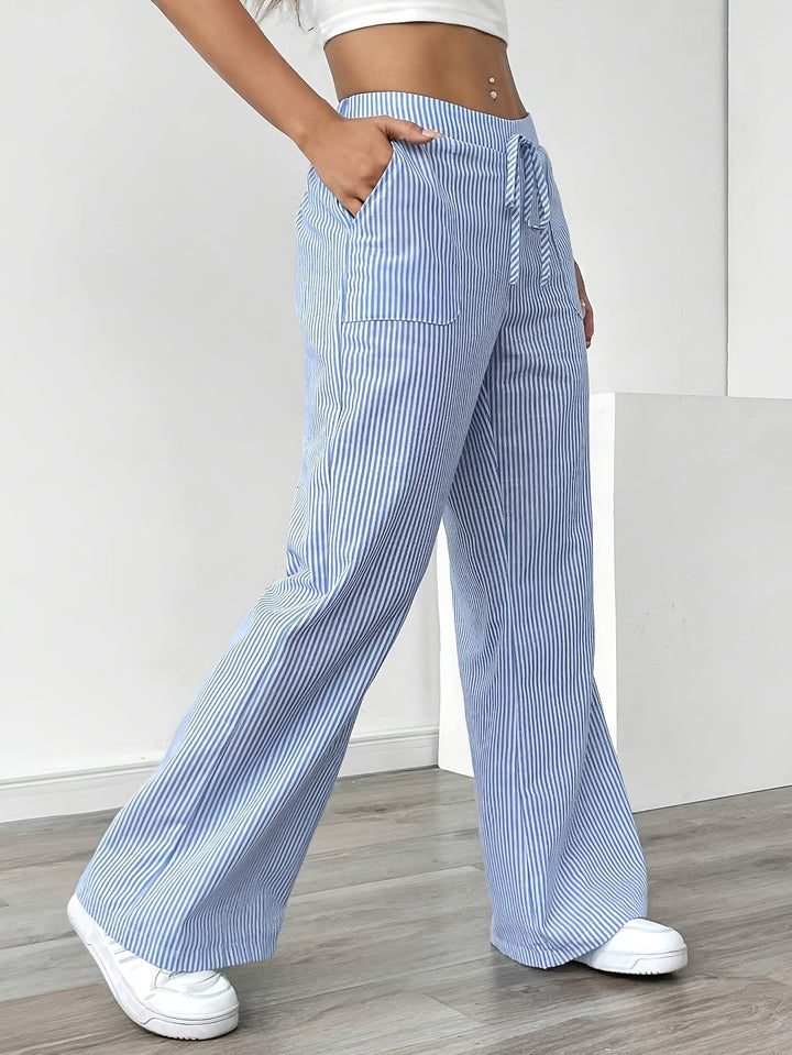 Women's Elegant Casual Striped Wide-Leg Pants