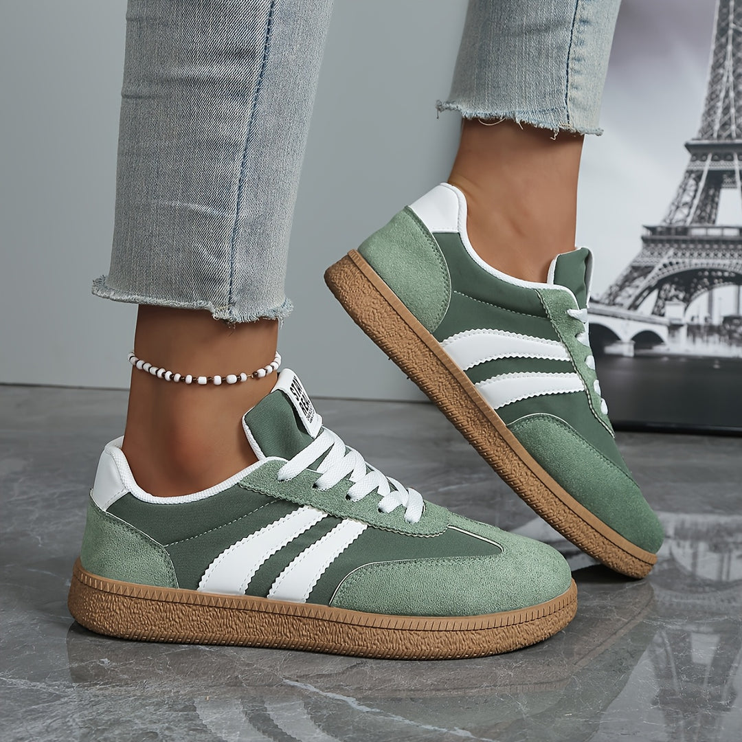 Women's Lace-Up Striped Outdoor Hiking Sneakers
