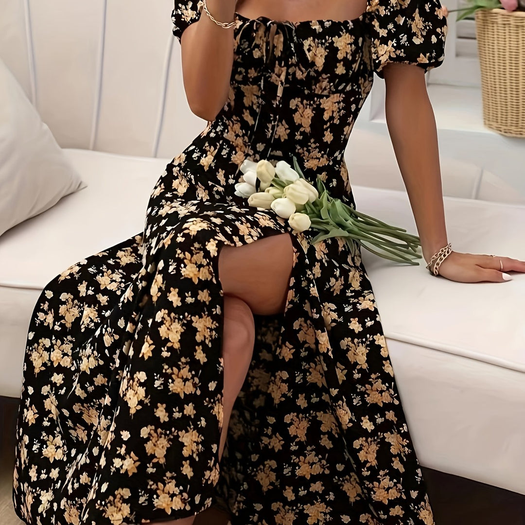 Women's Slit Floral Printed Summer Dress