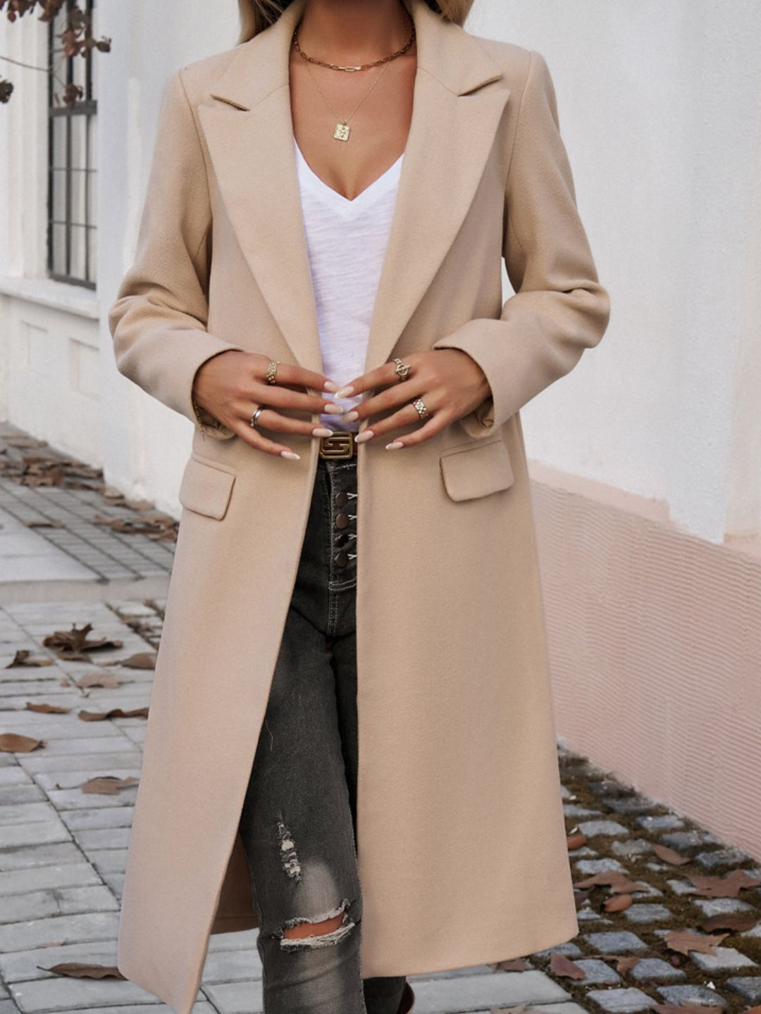 Hannah | Long sleeve coat with pockets and collar