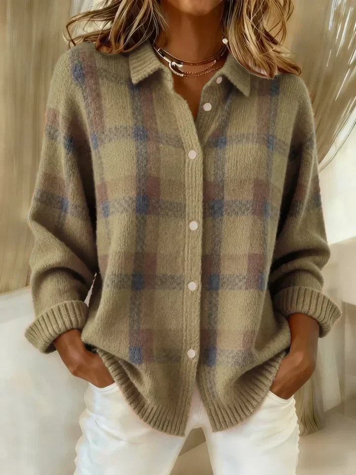 Victoria | Casual Contrast Checkered Retro Sweater