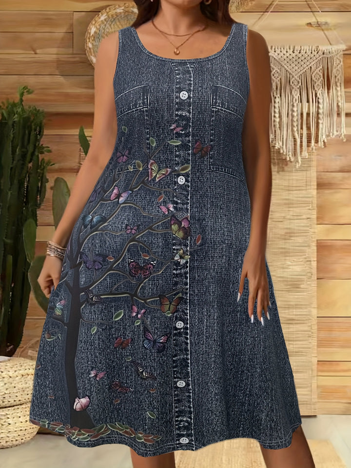 Women's Casual Print Denim Dress