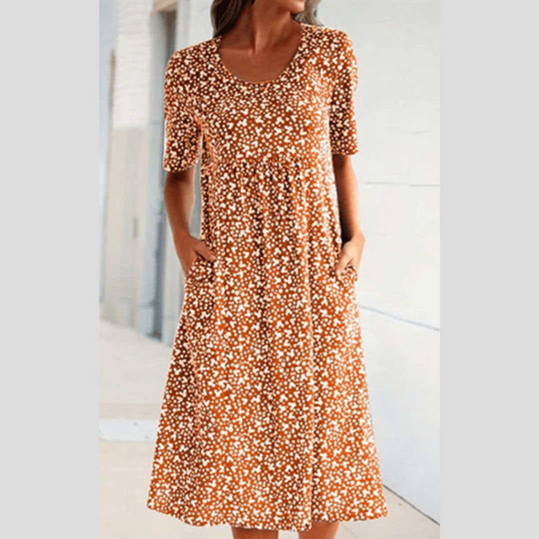 Odalys | Stylish Floral Print Midi Dress