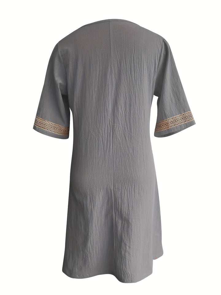 Women's Summer V-Neck Lace Short Sleeve Dress