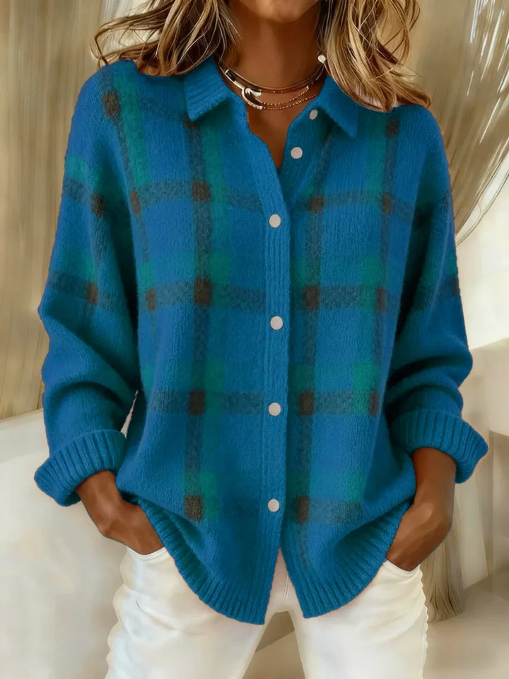 Victoria | Casual Contrast Checkered Retro Sweater