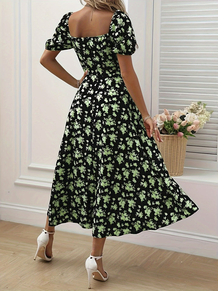 Women's Slit Floral Printed Summer Dress