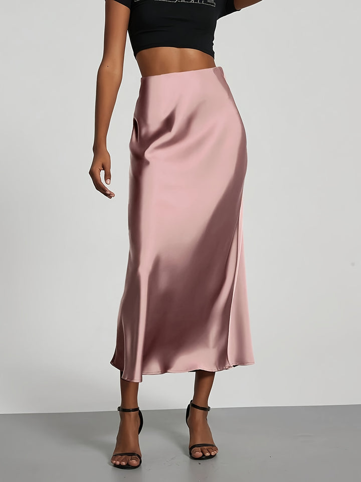 Women's High-Waisted Satin Skirt