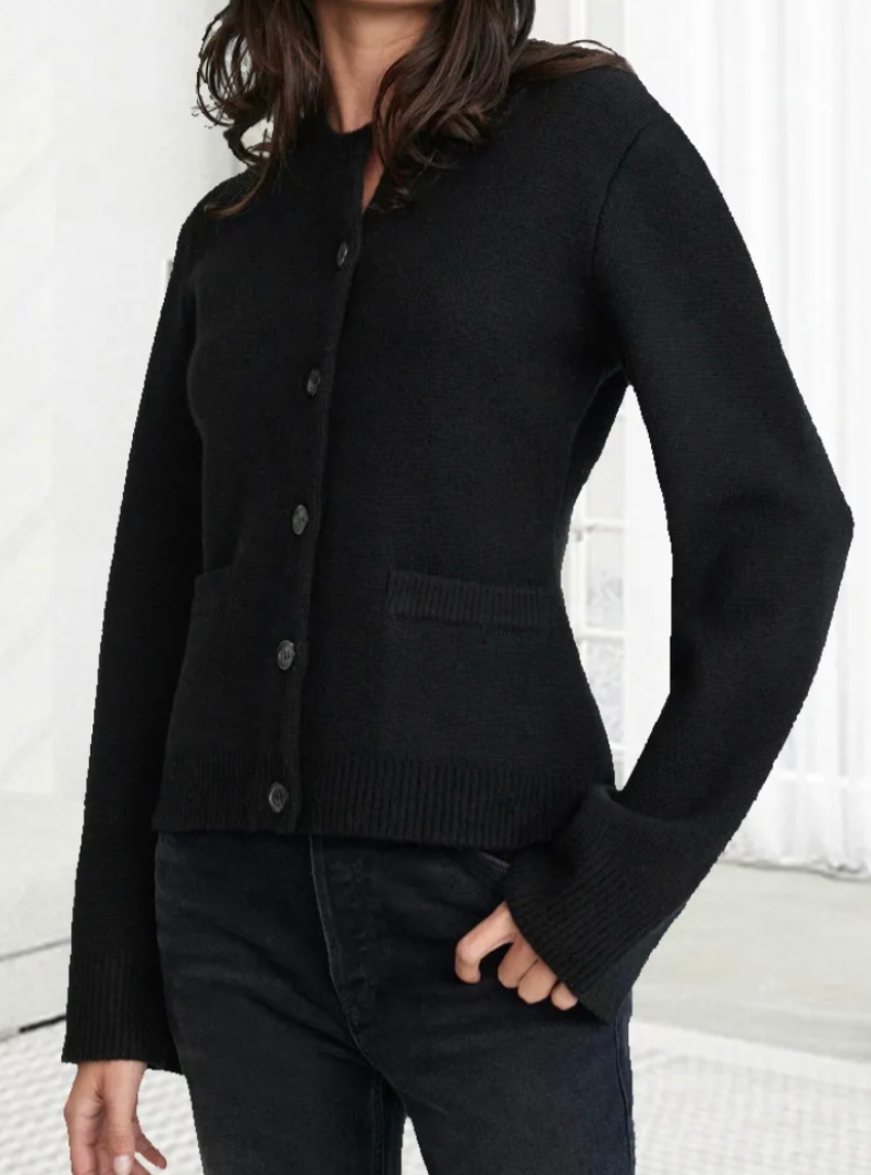 Women's minimalist flared sleeve cardigan