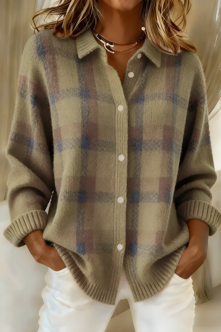 Anna - Soft Check Knit Cardigan