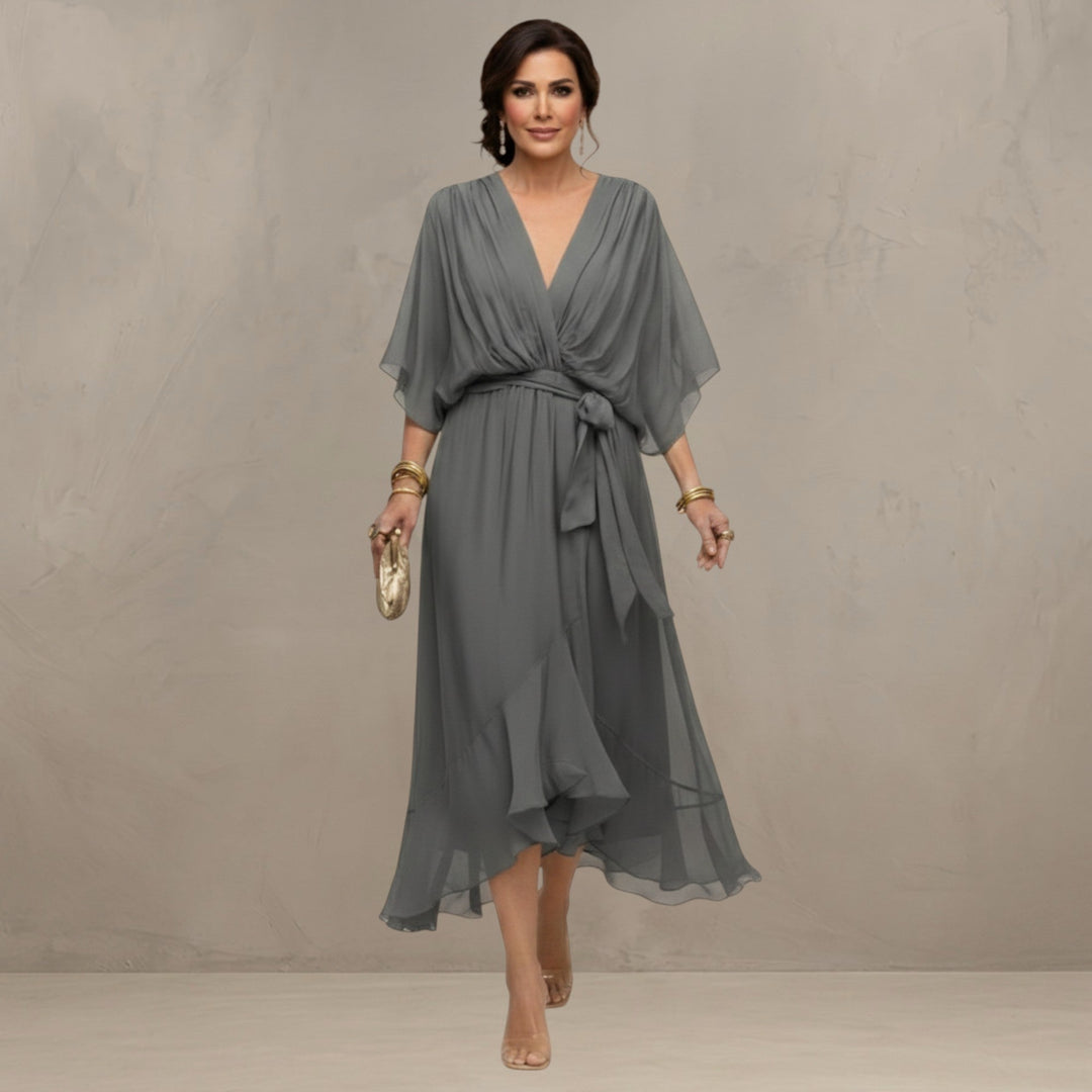 Women's Chiffon Wrap Flared Dress