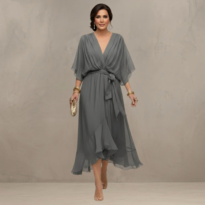Women's Chiffon Wrap Flared Dress