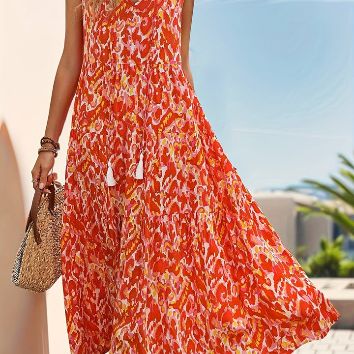 Women's Summer Sleeveless Bohemian Printed Dress