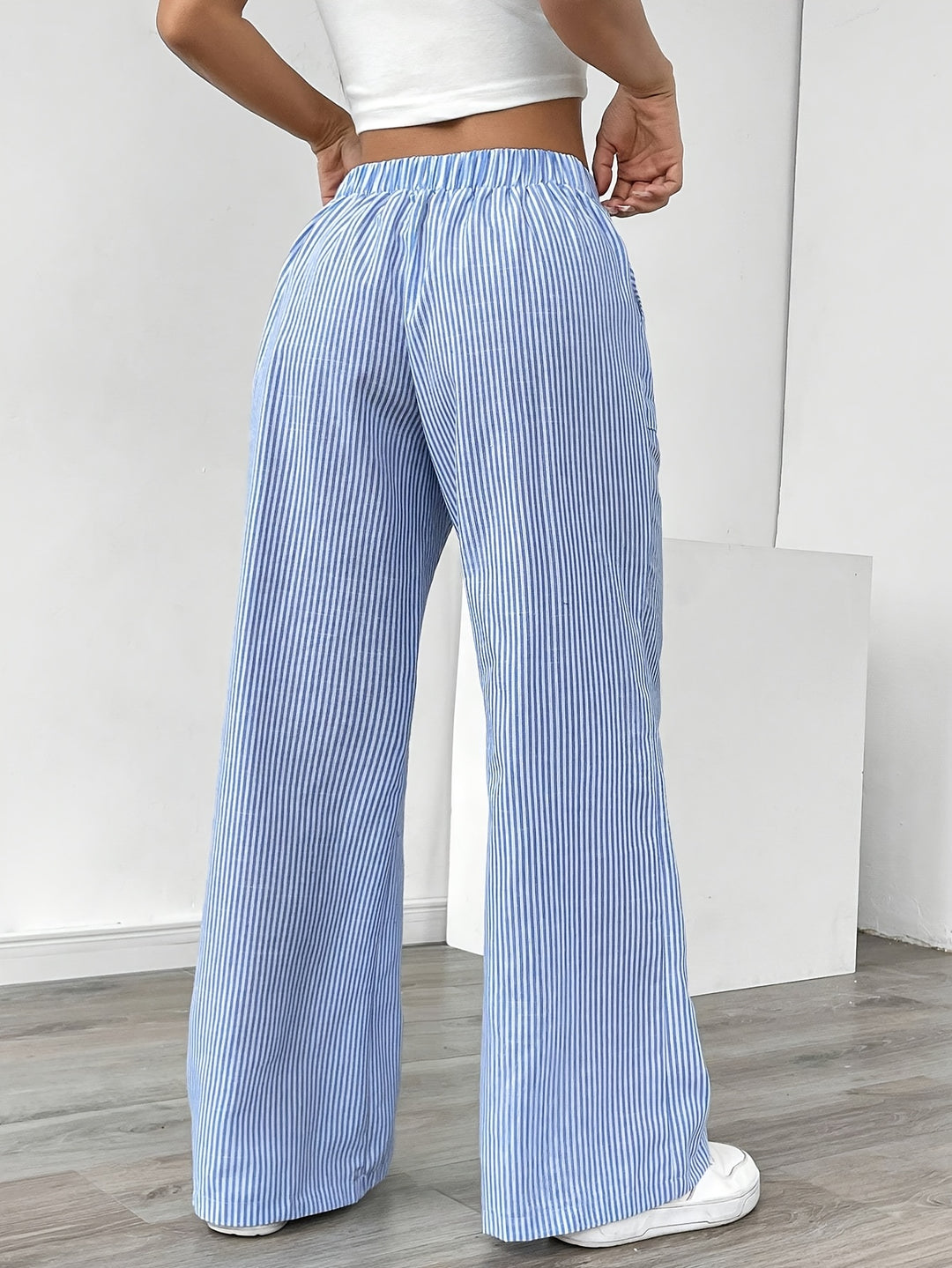 Women's Elegant Casual Striped Wide-Leg Pants