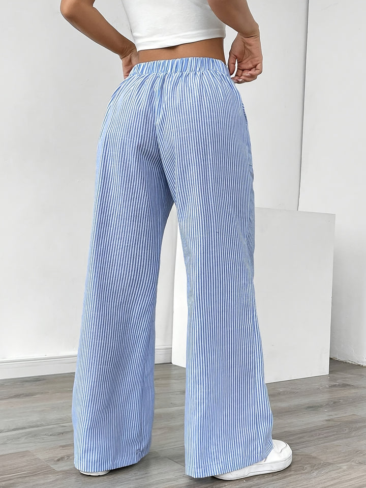 Women's Elegant Casual Striped Wide-Leg Pants