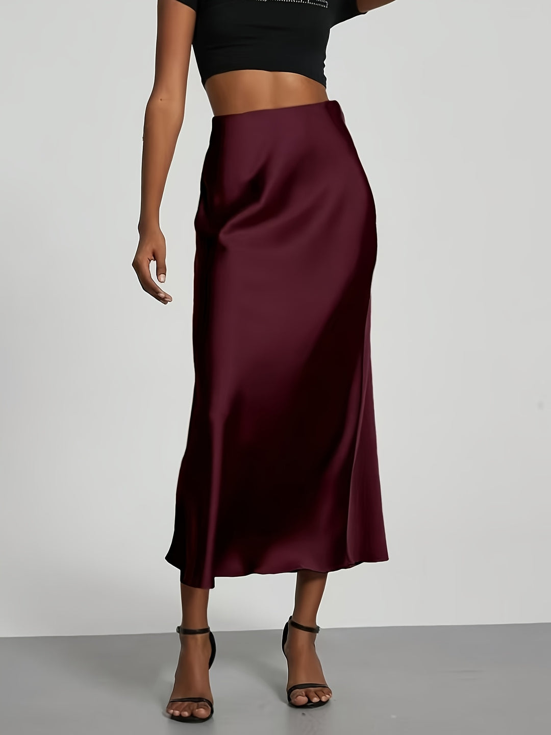 Women's High-Waisted Satin Skirt