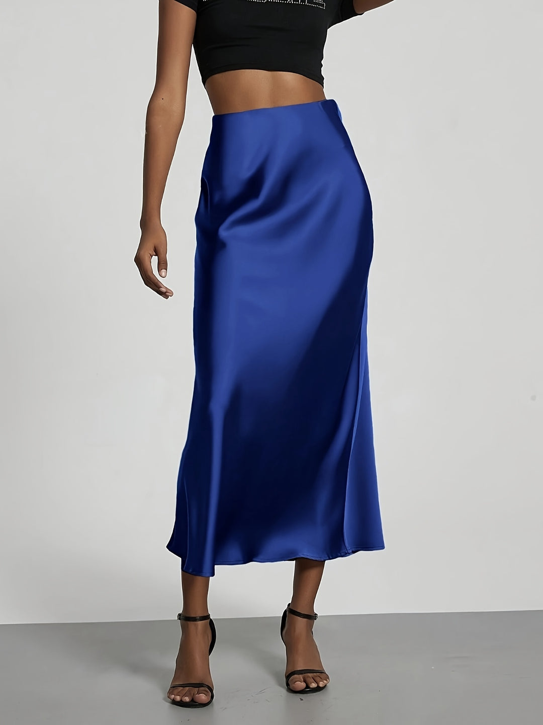 Women's High-Waisted Satin Skirt