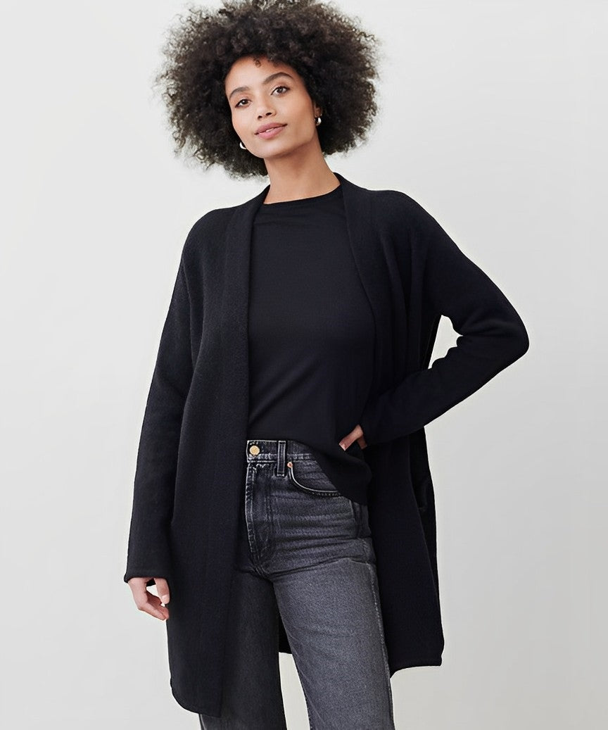 Women's minimalist open-front cardigan