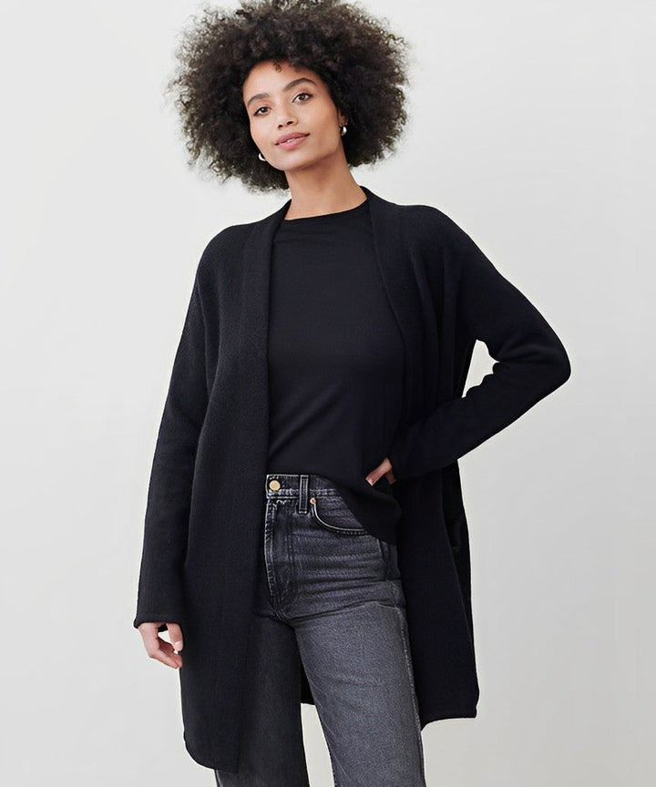 Women's minimalist open-front cardigan