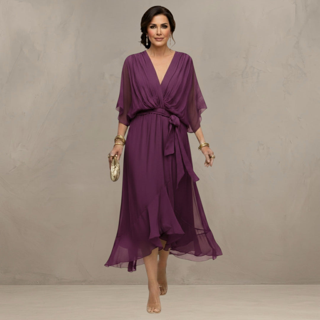 Women's Chiffon Wrap Flared Dress