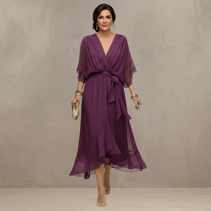 Women's Chiffon Wrap Flared Dress