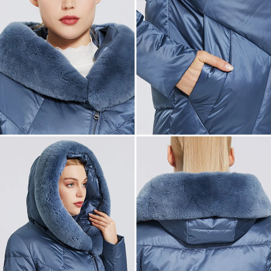 Lorena | Elegant and trendy quality coat with faux fur for women
