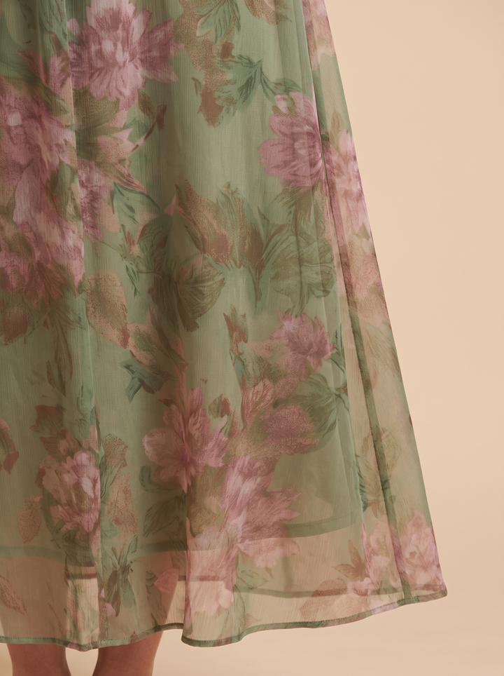 Margaret™ | Elegant Floral Chiffon Halter Maxi Dress
