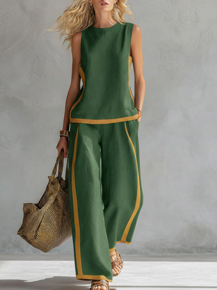Amara | Cotton Linen Wide-Leg Two-Piece Set