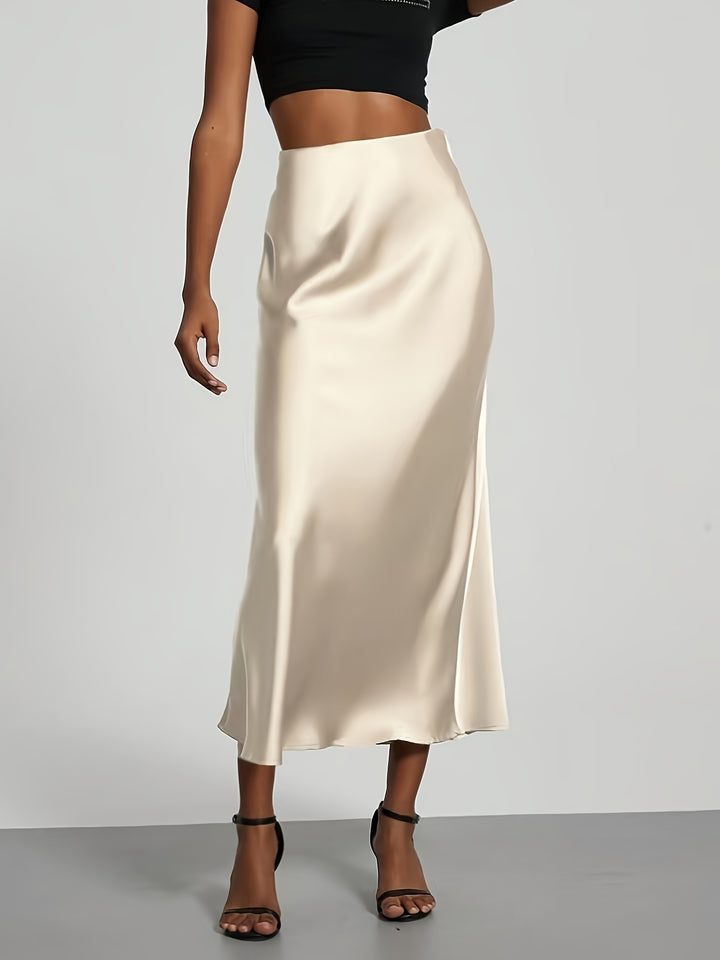 Women's High-Waisted Satin Skirt