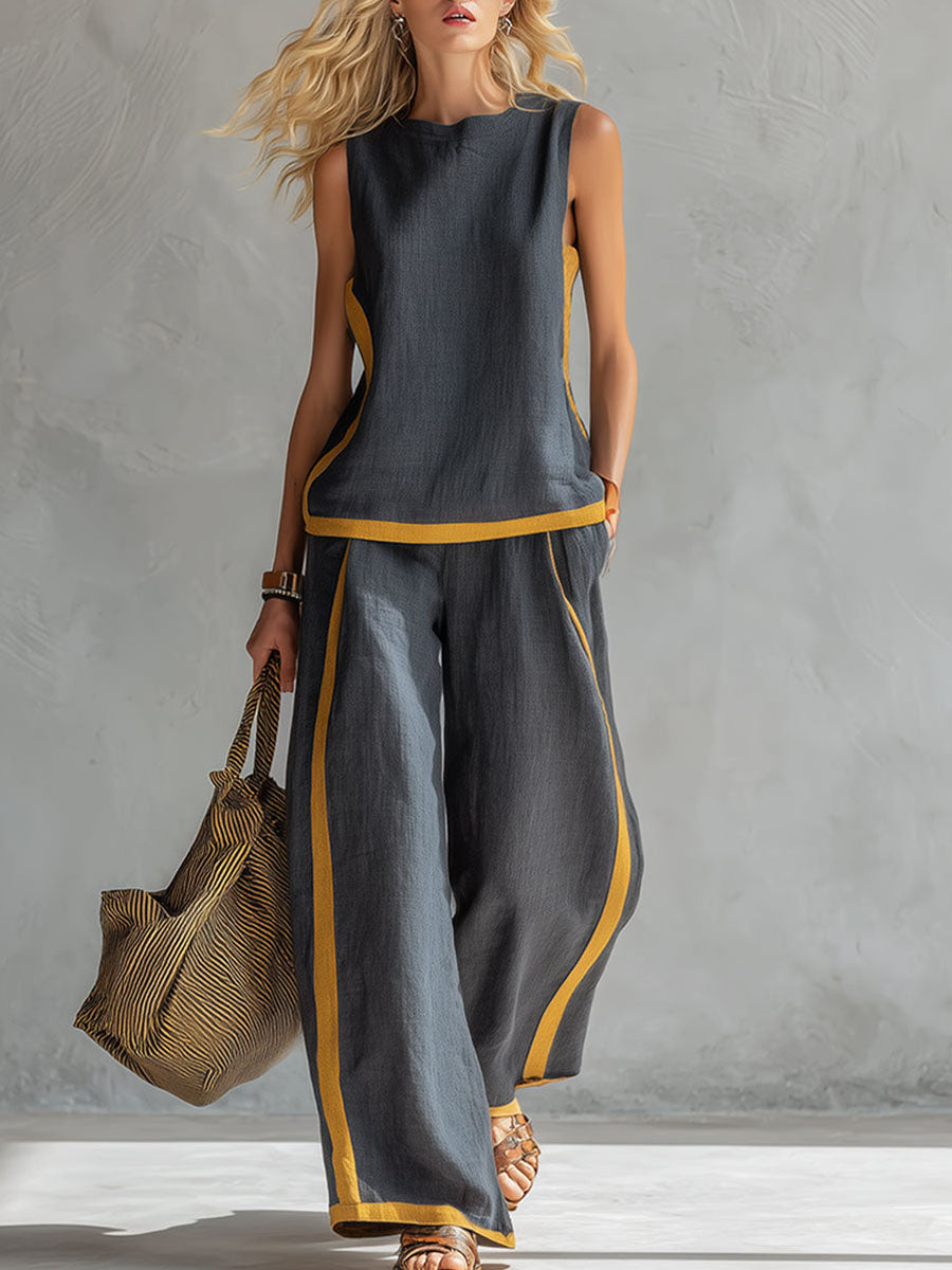 Amara | Cotton Linen Wide-Leg Two-Piece Set