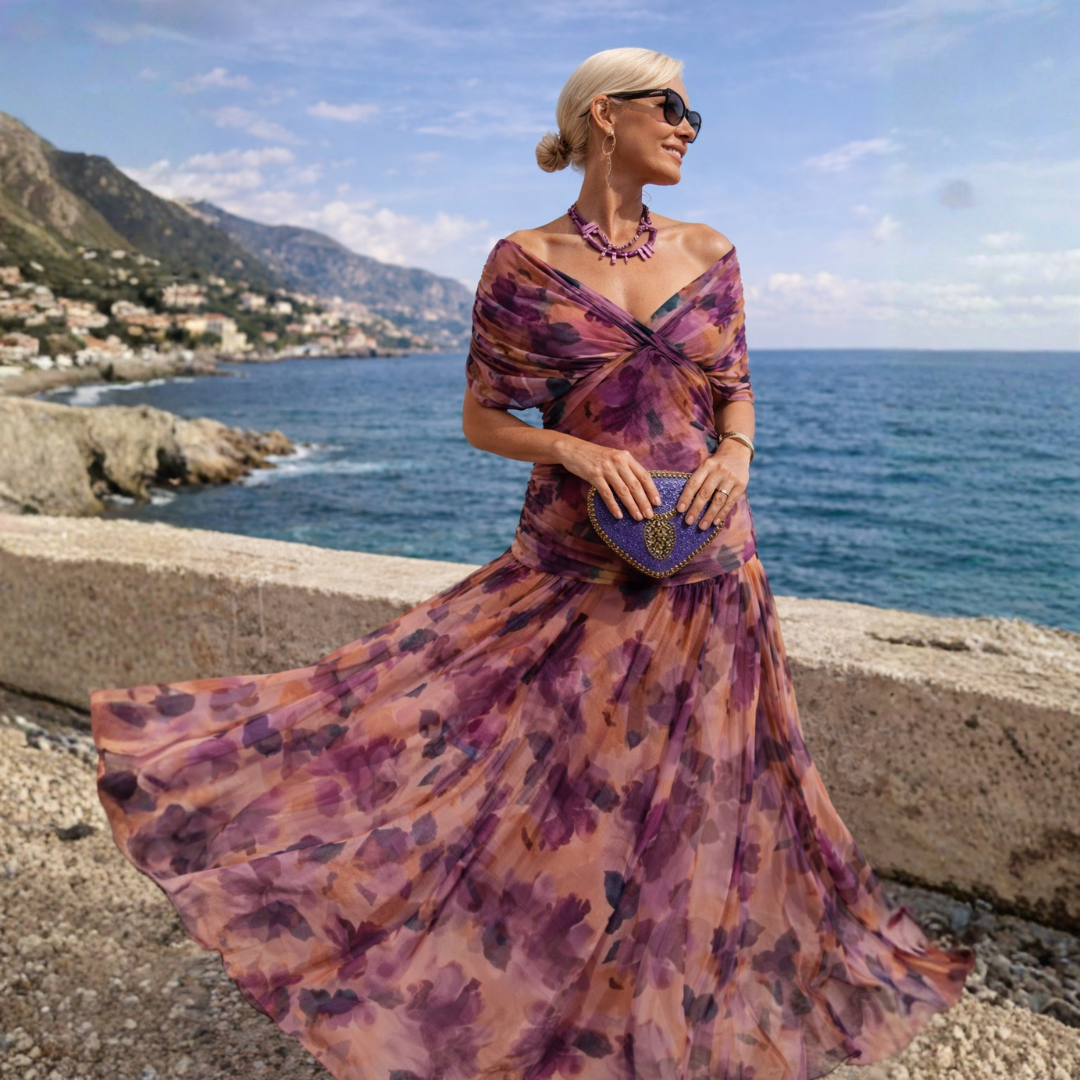 Solveig | Women's Off Shoulder Chiffon Maxi Dress