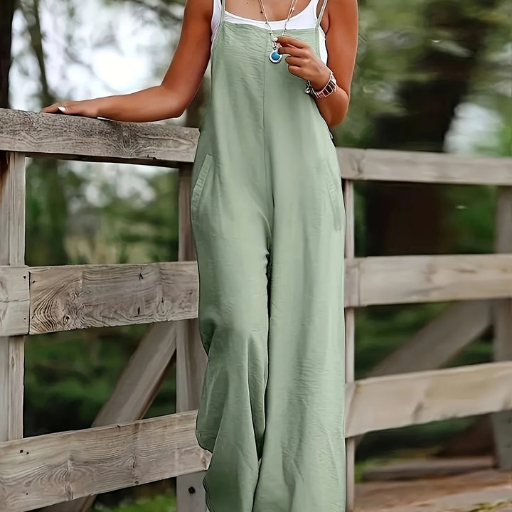 Women's Solid Color Wide Leg Jumpsuit